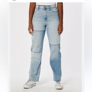 VINTAGE HOLLISTER BAGGY CURVY ULTRA HIGH-RISE DAD PATCHED JEAN VINTAGE STRETCH